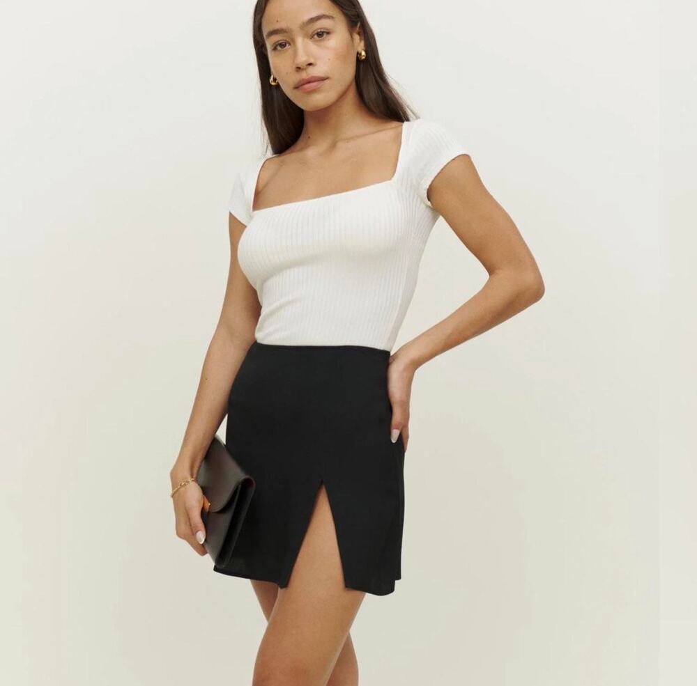 REFORMATION Margot Mini Skirt Black 0